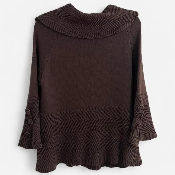 Cozy vintage knit sweater top from “Jaguar” with bell sleeves + button details - Picture 6 of 7